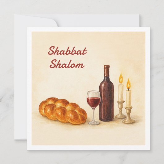 Custom Shabbat Shalom Square Card with Family Name Feestdagenkaart (Voorkant)
