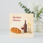 Custom Shabbat Shalom Square Card with Family Name Feestdagenkaart (Staand voorkant)
