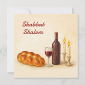 Custom Shabbat Shalom Square Card with Family Name Feestdagenkaart (Voorkant)