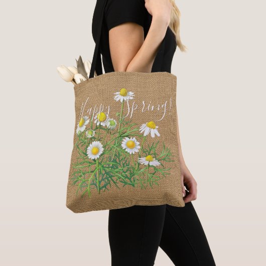 Custom Shabby Chic  Kamille Flowers Design Tote Bag (Dichtbij)