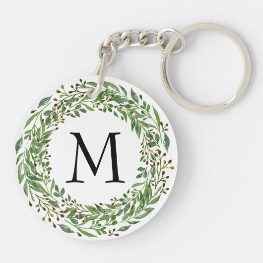 Custom Shabby Chic Laurel Wreatves Pattern Sleutelhanger (Achterkant)