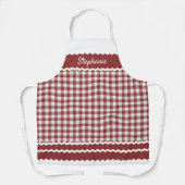 Custom Shabby Chic Rood Wit Gingham Plaid Schort (Voorkant)
