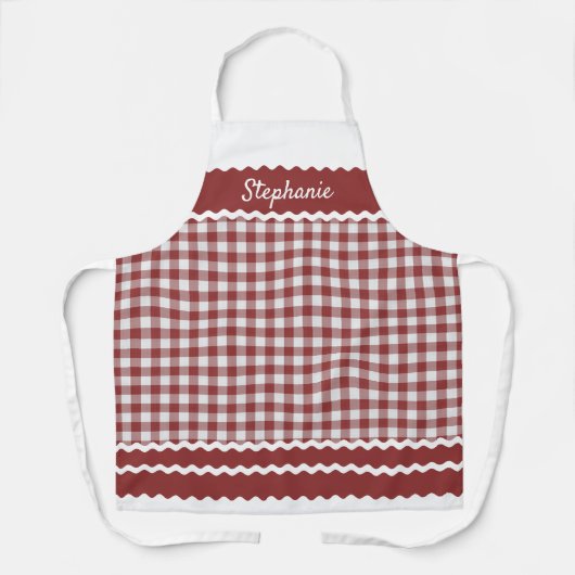 Custom Shabby Chic Rood Wit Gingham Plaid Schort (Voorkant)