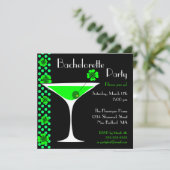 CUSTOM Shamrock Bachelorette Martini Invitation Kaart (Staand voorkant)
