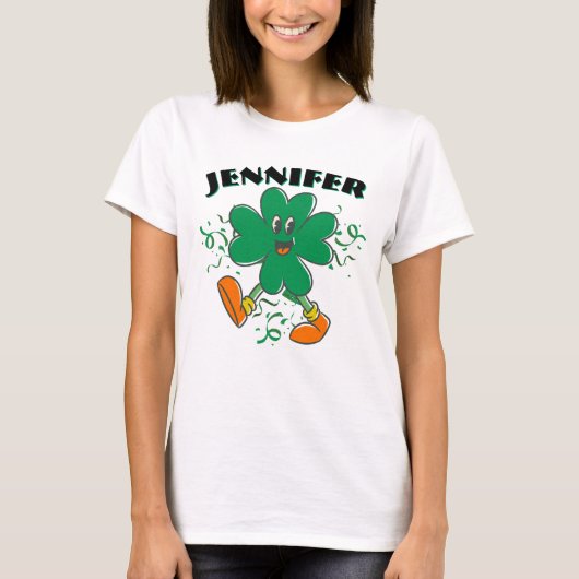 Custom Shamrock, Personalized firstName St Patrick T-shirt (Voorkant)
