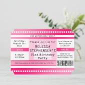 Custom Shape Pink Birthday Party Admission Ticket Kaart (Staand voorkant)