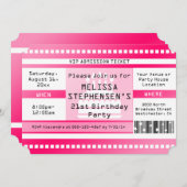 Custom Shape Pink Birthday Party Admission Ticket Kaart (Voorkant / Achterkant)