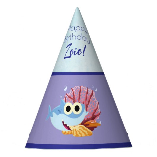 Custom Shark Theme Party Pet Feesthoedjes (Voorkant)