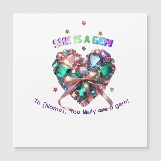 Custom She Is A Gem Heart Gemstone Gift (Voorkant)