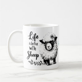 Custom Sheep Lover Mok: Het leven is beter op het  Koffiemok
