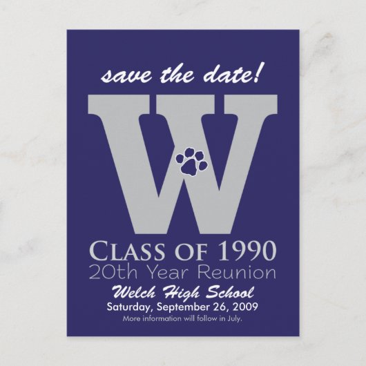 ::custom:::_sheila Class Reunion Save-the-Date v1 Aankondigingskaart (Voorkant)
