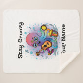 Custom Sherpa Blanket | Retro Octopus Name & Text Deken (Voorkant (horizontaal))