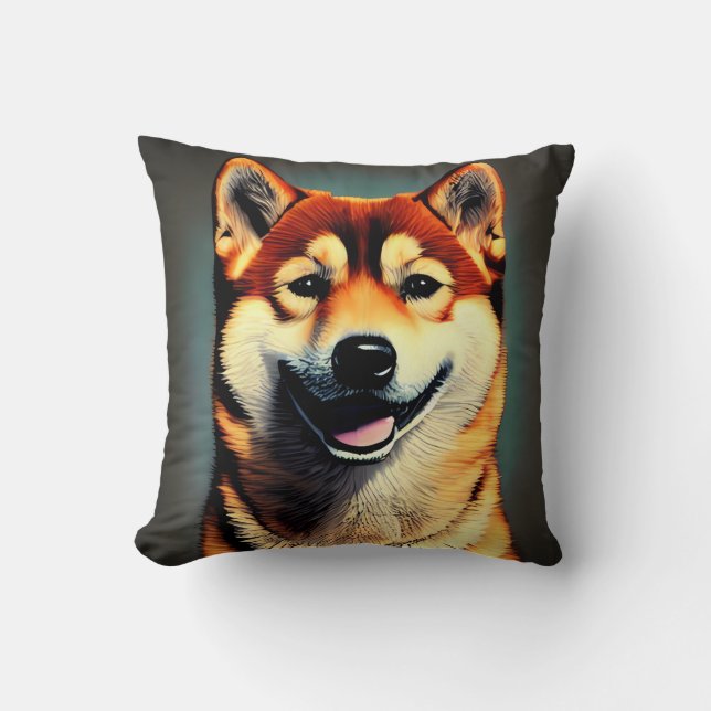 Custom Shiba Portrait Photo Sierkussen (Voorkant)