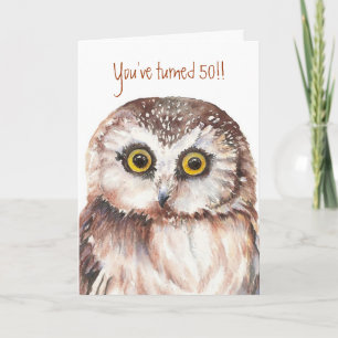 Custom Shocked Funny-Little Owl, 50th Birthday Kaart