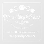 Custom Shop Naam Pet Salon Business Wit Voorkant Raamsticker (Vel)
