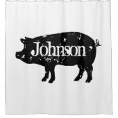 Custom shower curtain with black pig silhouette douchegordijn (Voorkant)