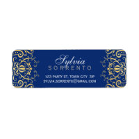 CUSTOM  sierlijk filigraan damast marinegoud