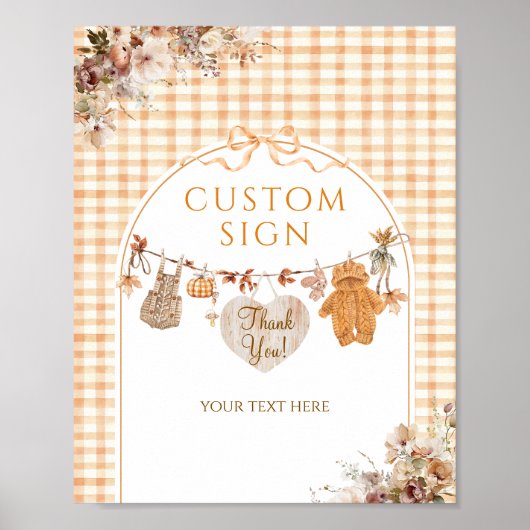 Custom Sign Herfst in Liefde Rustiek Baby shower Poster (Voorkant)