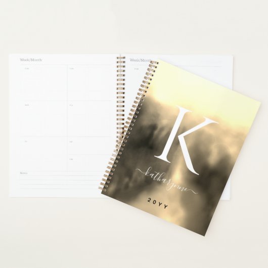 Custom Signature Golden Waterverf Monogrammed Planner (Display)
