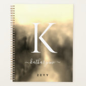 Custom Signature Golden Waterverf Monogrammed Planner (Voorkant)