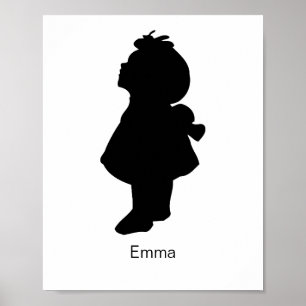 CUSTOM Silhouet, Moederdag Gift, Kind Silhouett Poster