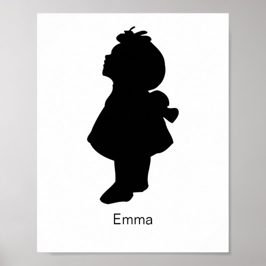 CUSTOM Silhouet, Moederdag Gift, Kind Silhouett Poster (Voorkant)