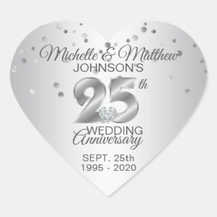 Custom Silver 25th Wedding Jubileum Diamond Hart Sticker