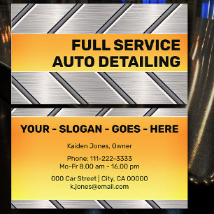 Custom Silver Bright Sinaasappel Car Service Cool Visitekaartje