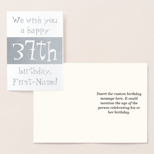 Custom Silver Foil 37th Birthday Wenskaart Folie Kaarten (Display)