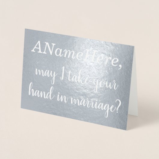 Custom Silver Foil Marriage proposal Kaart (Voorkant)