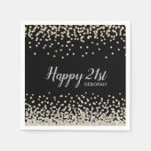 Custom Silver Gold Confetti 21st Birthday Party Servet (Voorkant)