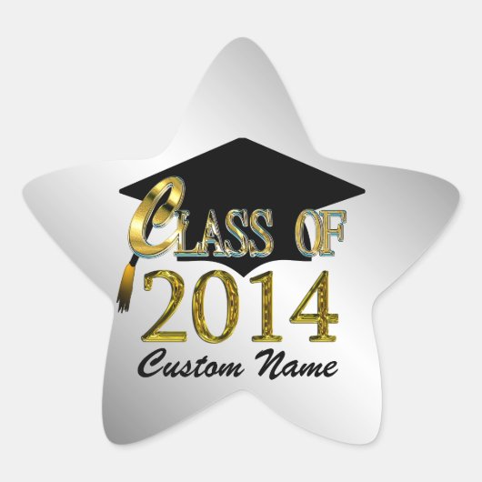 Custom Silver & Gold Star Klasse van 2014 Sticker (Voorkant)