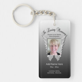 Custom Silver Memorial Angel Wings Voeg foto toe Sleutelhanger