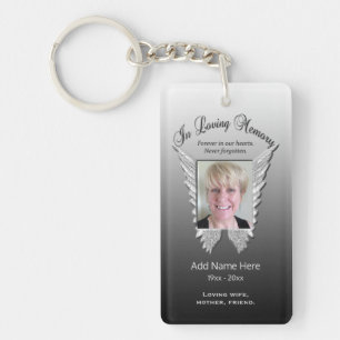 Custom Silver Memorial Angel Wings Voeg foto toe Sleutelhanger