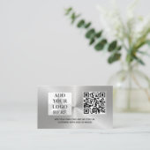 CUSTOM SILVER METAL LOGO ONTWERP QR CODE SJABLOON VISITEKAARTJE (Staand voorkant)