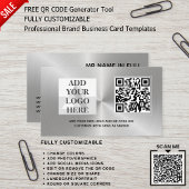 CUSTOM SILVER METAL LOGO ONTWERP QR CODE SJABLOON VISITEKAARTJE