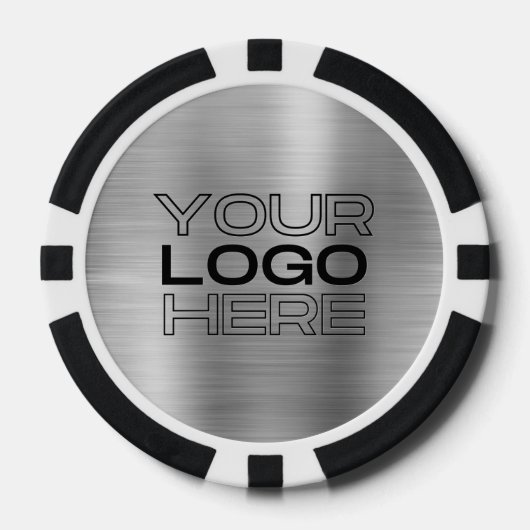 Custom Silver Metal Style Business Logo 100 Number Poker Chips (Voorkant)
