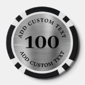 Custom Silver Metal Style Business Logo 100 Number Poker Chips (Achterkant)