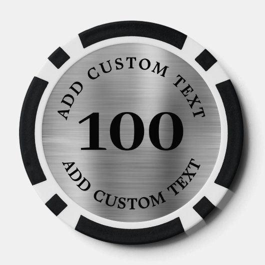 Custom Silver Metal Style Business Logo 100 Number Poker Chips (Achterkant)