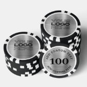 Custom Silver Metal Style Business Logo 100 Number Poker Chips (Opstapeling)