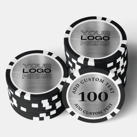 Custom Silver Metal Style Business Logo 100 Number Poker Chips (Opstapeling)