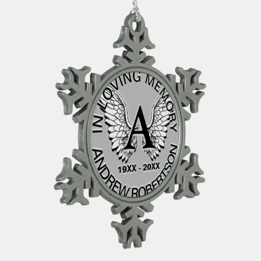 Custom Silver Monogram Memorial Tin Sneeuwvlok Ornament (Links)