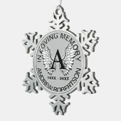 Custom Silver Monogram Memorial Tin Sneeuwvlok Ornament (Rechts)