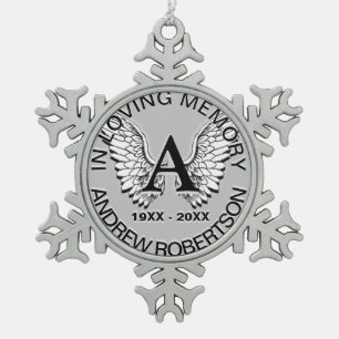 Custom Silver Monogram Memorial Tin Sneeuwvlok Ornament