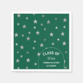 Custom Silver Stars groen afstudeerfeest Servet (Voorkant)
