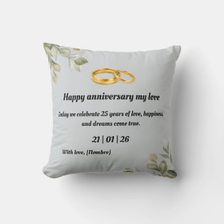 Custom Silver Wedding Anniversary Throw Pillow | E Kussen
