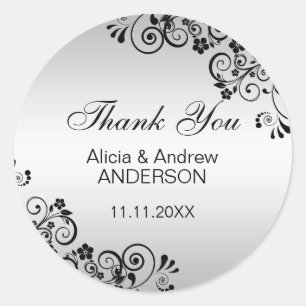 Custom Silver Wedding Jubileum dank u Ronde Sticker