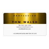 Custom Simple Elegant Gold White Business Card Etiket (Voorkant)
