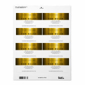 Custom Simple Elegant Gold White Business Card Etiket (Full Sheet)