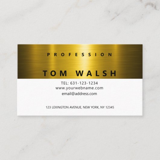 Custom Simple Elegant Gold White Business Card Visitekaartje (Voorkant)
